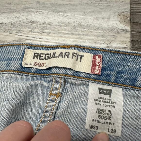 Vintage Y2K Levis 505 Faded Blue Men 31x29 Regular Straight Denim Jeans Red Tab‎ - Picture 4 of 12